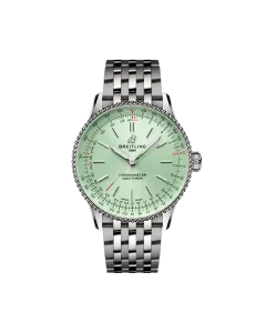 Breitling Navitimer dameklokke p&aring; 36mm i st&aring;l med gr&oslash;nn skive