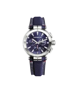 Herbelin Newport Chrono 37658AP15BL herreklokke p&aring; 40,5 mm med bl&aring; tallskive, tekstilrem og quartzverk.