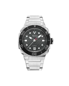 Alpina Seastrong Diver Extreme Automatic herreklokke med gr&aring; skive, kasse og lenke i st&aring;l. 