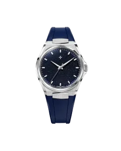 Venezianico Arsenale Avventurina 6221550 herreklokke p&aring; 40mm med kasse i st&aring;l, glitrende bl&aring; tallskive og gummirem.