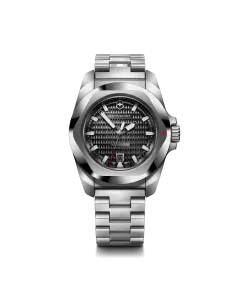 Victorinox I.N.O.X. Automatic herreur med sort tallskive, kasse og lenke i st&aring;l. 200 meter vanntett.