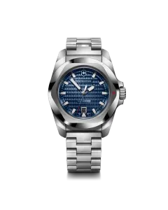 Victorinox I.N.O.X. Automatic herreur med bl&aring; skive, kasse og lenke i st&aring;l. Vanntett til 200 meter.