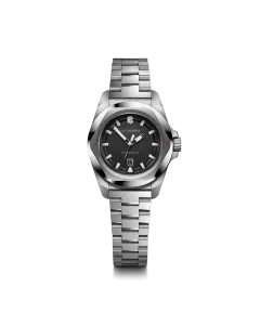 Victorinox I.N.O.X. Small dameklokke med quartzverk sort skive og kasse og lenke i st&aring;l.