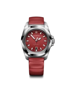 Victorinox I.N.O.X. herreklokke med quartzverk, r&oslash;d skive og r&oslash;d gummirem.