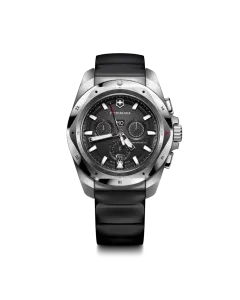 Victorinox I.N.O.X. Chrono herreklokke med quartzverk, sort skive med chronograph og sort gummirem.