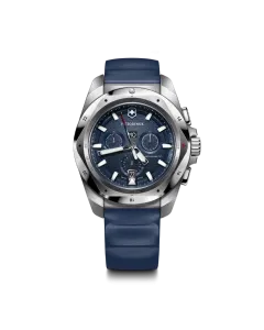 Victorinox I.N.O.X. Chrono herreklokke med quartzverk, chronograph, bl&aring; skive og bl&aring; gummirem.