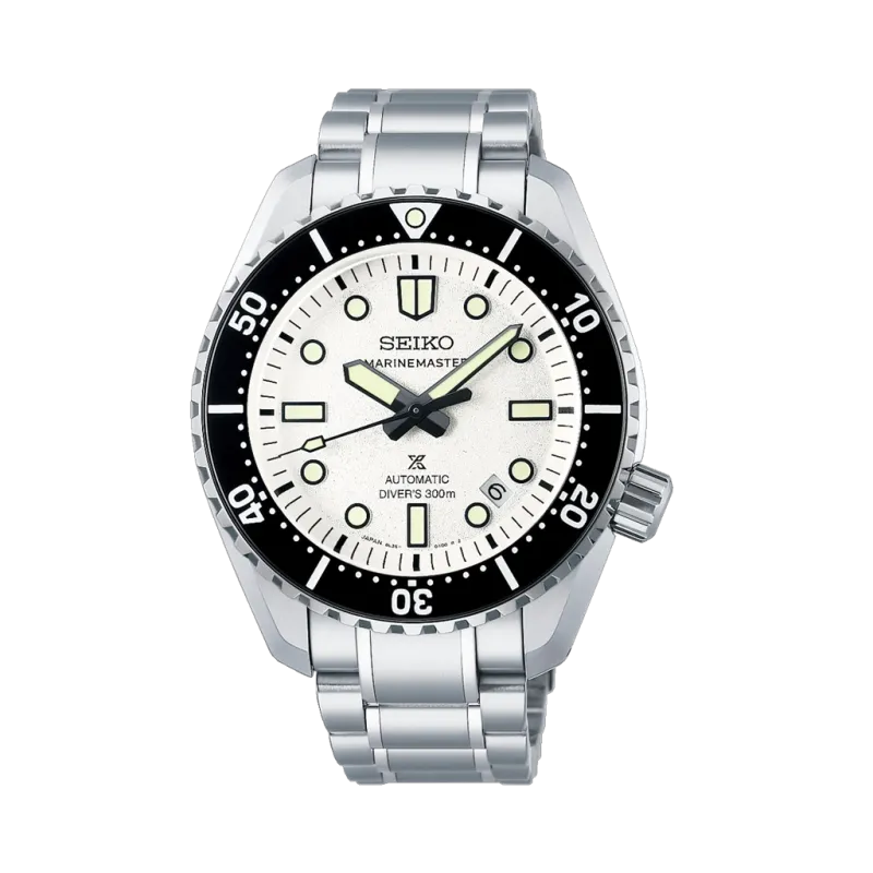 Seiko Prospex Marinemaster SLA077J1 herreklokke på 42,6 mm med hvit skive, stållenke med sikkerhetslås- 300 m vanntett.