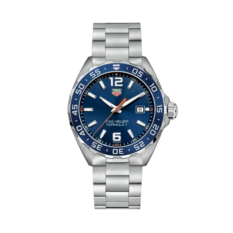 TAG Heuer Formula 1 Date WAZ1010.BA0842 herreklokke med kasse og lenke i stål og blå skive