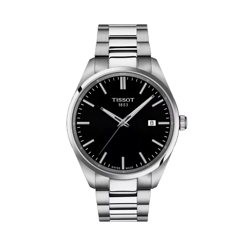 Tissot PR 100 T150.410.11.051.00 herreklokke i stål med quartzverk og sort skive.