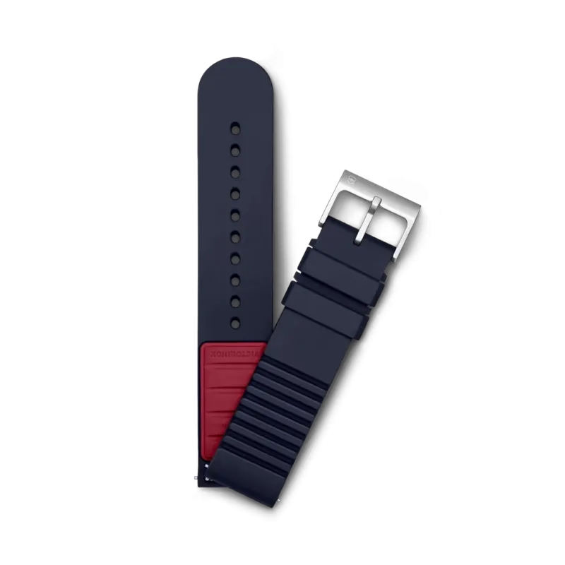 Victorinox gummirem D1 V.60027 - 21 mm i blå med rød bakside med luftpolstring. 