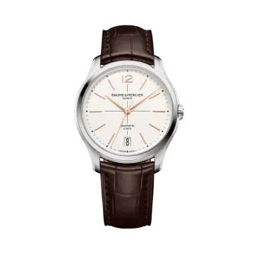 Baume & Mercier Clifton dressklokke til herre med diameter på 39 mm med automatisk verk med 120 timer gangreserve.