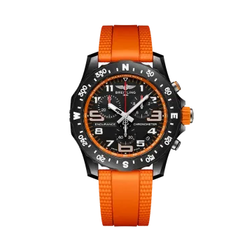 Breitling Endurance Pro 44 mm X82310A51B1S2 herreklokke med sort kasse i Breitlight, sort skive og oransje gummirem