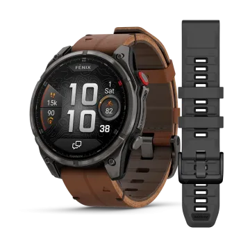 Garmin Fenix 8 Pro Premium - 47 mm, AMOLED Sapphire med opptil 15 dagers batteritid, skinnrem og silikonrem.