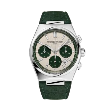 Frederique Constant Highlife Chronograph FC-391SGR4NH6 limitert herreklokke på 41 mm med grønn chronograph og kommer med skinnrem og lenke.
