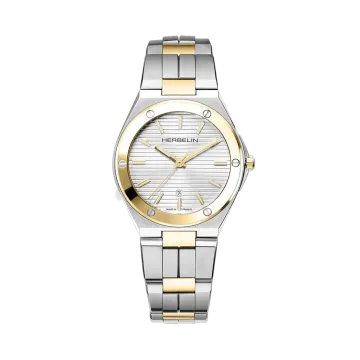 Herbelin Cap Camarat 14545BT11N er en dameklokke i tofarget stål med hvit skive, lenke og quartzverk.