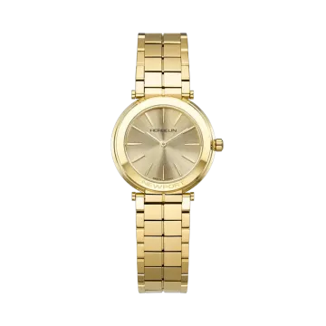 Herbelin Newport Slim 16922BP13 dameklokke i gullfarget stål med champagnefarget skive og quartzverk.