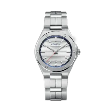 Herbelin Cap Camarat 12245B42 herreklokke på 40,5 mm med grå skive, blå innerring, lenke i stål og quartzverk.
