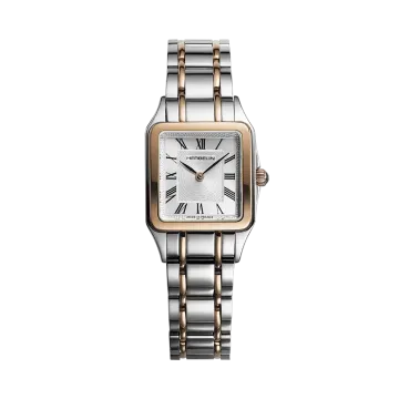 Herbelin Luna 17457BTR01 firkantet klassisk dameklokke i tofarget stål med lenke og quartzverk.