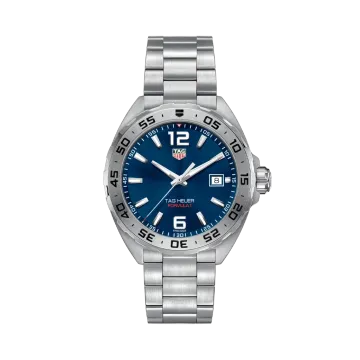 TAG Heuer Formula 1 WAZ1118.BA0875 til herre med kasse og lenke i stål og blå skive.