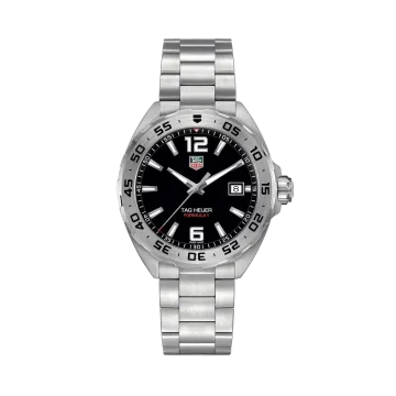 TAG Heuer Formula 1 Date WAZ1112.BA0875 herreklokke med kasse og lenke i stål og sort skive.