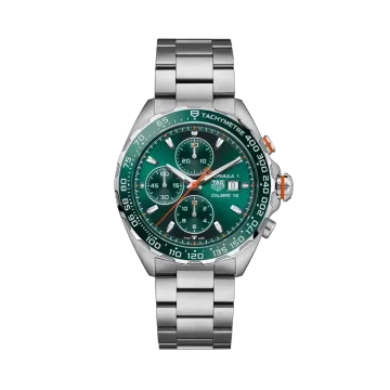 TAG Heuer Formula 1 Chronograph CAZ201H.BA0876 herreklokke på 44 mm i stål med automatisk verk og grønn skive 