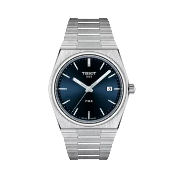 Tissot PRX T137.410.11.041.00 herreklokke i stål med quartzverk og blå skive