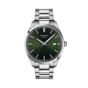 Tissot PR 100 T150.410.11.091.00 herreklokke på 40 mm i stål med grønn skive og quartzverk. 