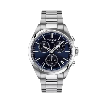 Tissot PR 100 40 mm T1504171104100 herreklokke i stål med blå skive og kronograf