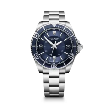 Victorinox Maverick 242007 herreklokke på 43 mm med blå skive og stållenke. 