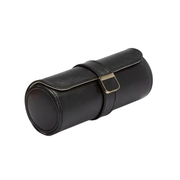 WOLF Palermo Double Watch Roll with Jewelry Pouch - Black Anthracite - 213902 - Urmakerlarsen.no